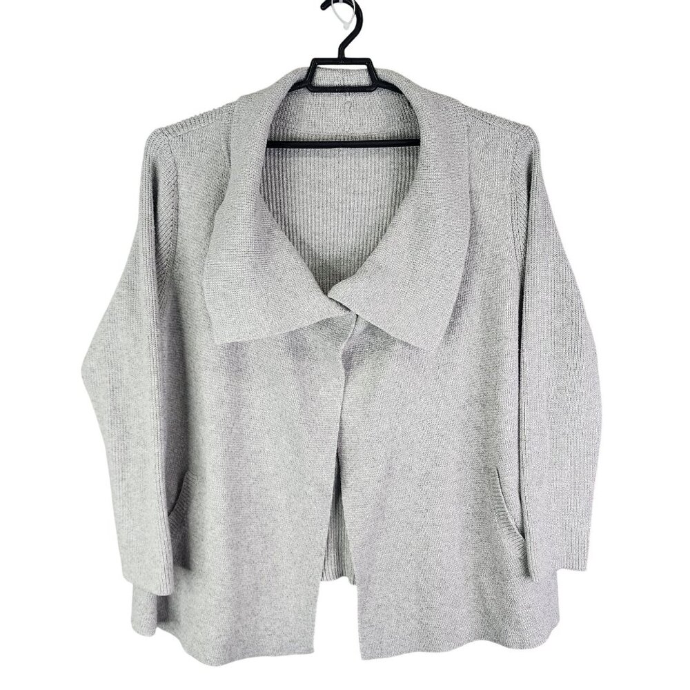 Womens Heather Gray Chicos Cardigan Sweater Shawl Collar Long Sleeve Size  XL